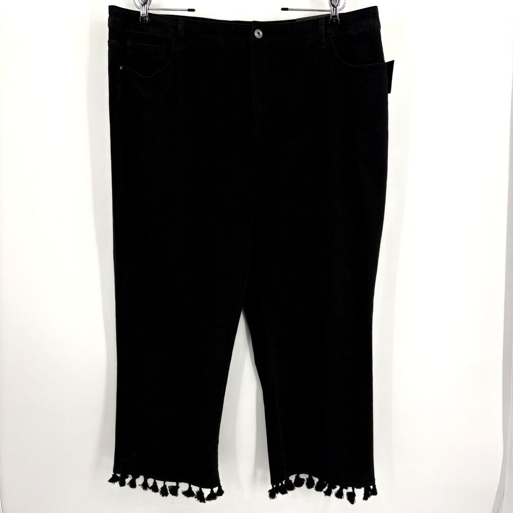 John Mark Straight Leg Tassel Hem Crop Jeans Womens Size 20W Boho Summer Casual